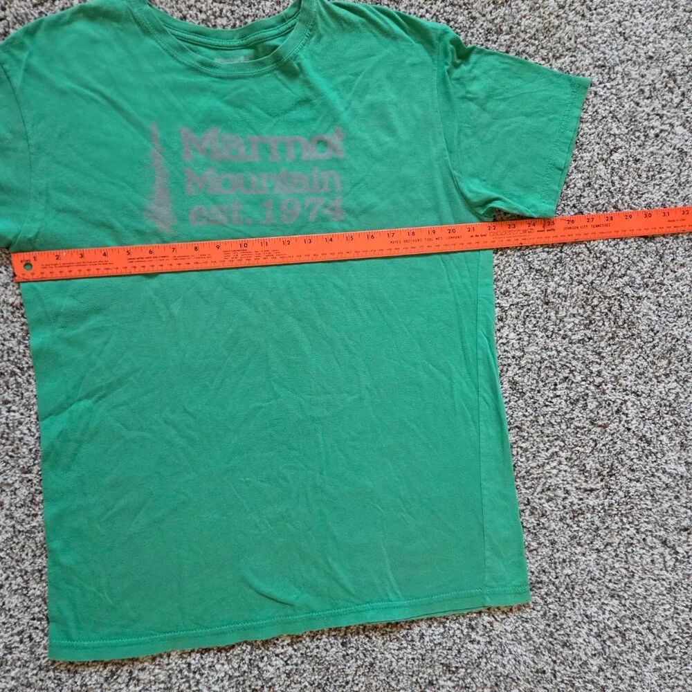 Marmot 100% Organic Cotton Graphic T-Shirt Men's Lg Green Mountain 1974 Logo - Picture 4 of 7